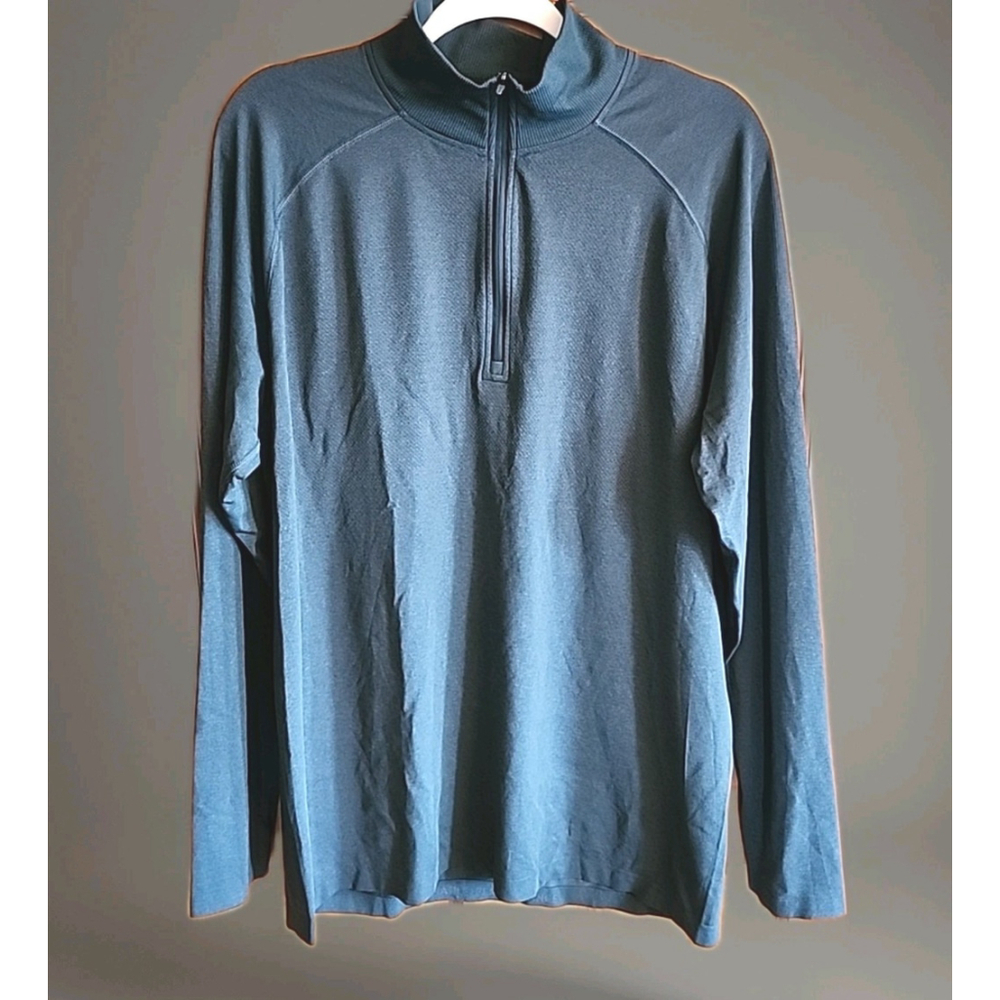 VRST Men's XL Circuit Seemless QuarterZip Pullover Space Dyed Green Dusk Heather